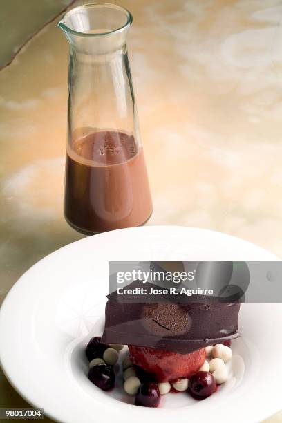 Raspberry ice cream with chocolate