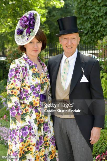 Rachel Trevor-Morgan and Stephen Jones attend day 3 of Royal Ascot at Ascot Racecourse on June 21, 2018 in Ascot, England.