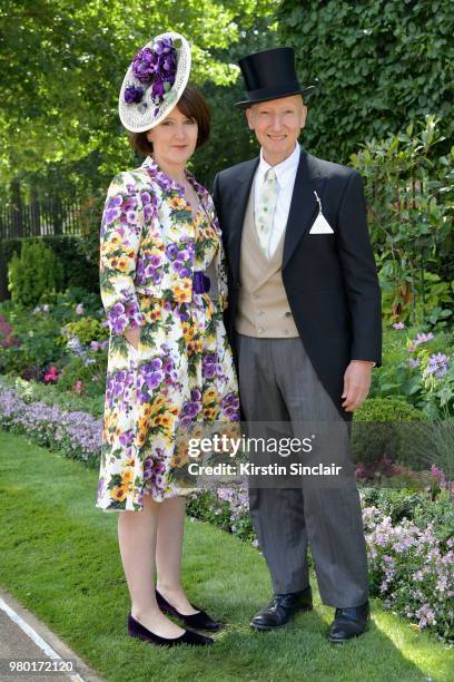 Rachel Trevor-Morgan and Stephen Jones attend day 3 of Royal Ascot at Ascot Racecourse on June 21, 2018 in Ascot, England.