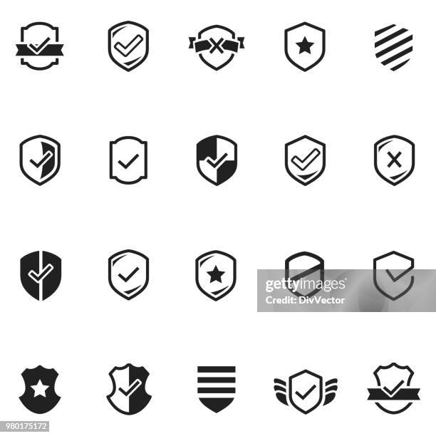 shield icon set - software quality stock illustrations
