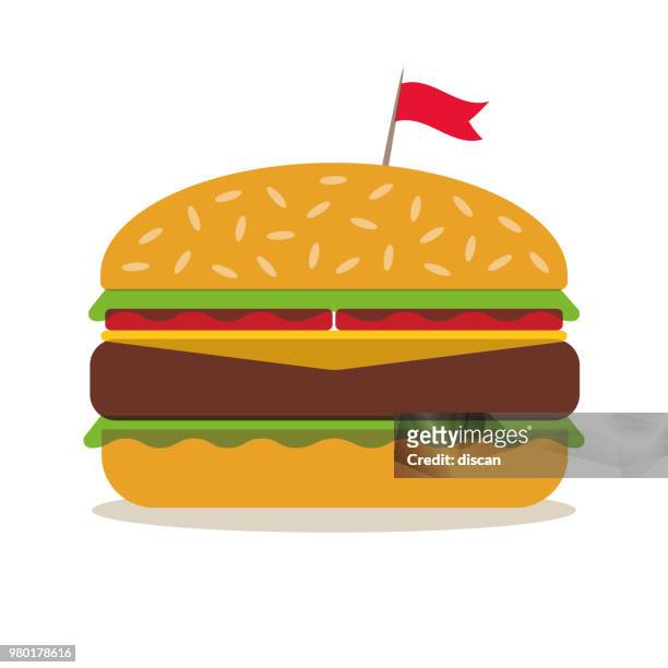 hamburger im minimalistischen stil. flaches design - sesam stock-grafiken, -clipart, -cartoons und -symbole