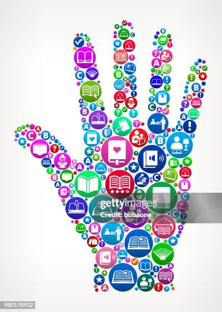 palm books and reading icon pattern background - palm reading stock illustrations
