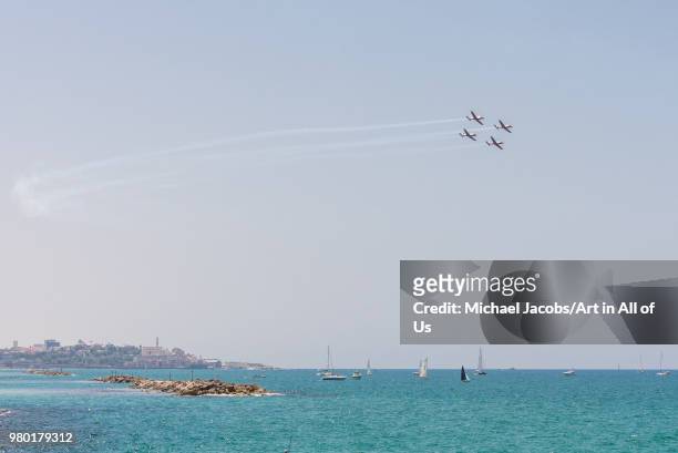 Israel, Tel Aviv-Yafo - 19 April 2018: Celebration of the 70th independence day of Israel - Yom haatzmaout - airshow of of the Israeli air force