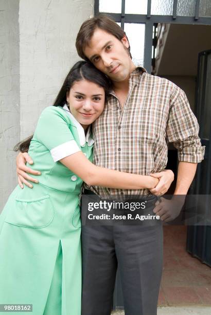 Portrait of the actress Ana Arias, and the actor Félix Corcuera in the spanish famous tv serie 'Cuéntame'.