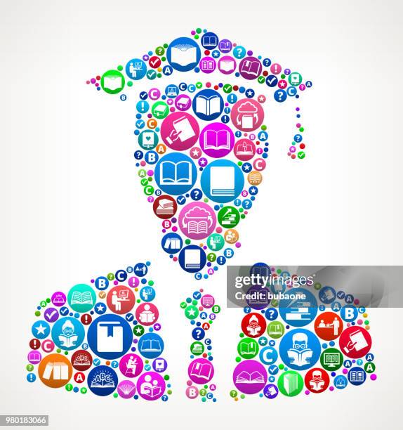 graduation books and reading icon pattern background - american soldier computer stock illustrations
