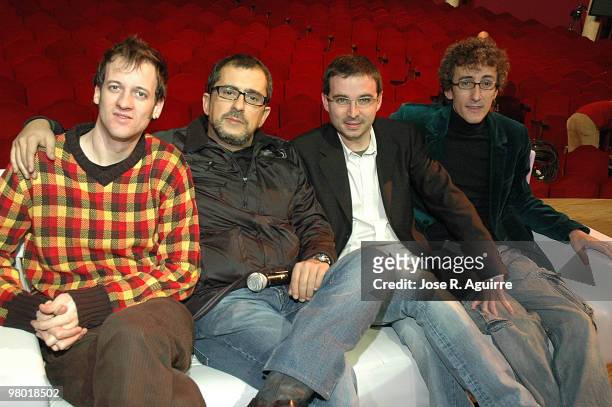 December 18 Alcala Theater, Madrid, Spain. Presentation of Buenafuente in Madrid. In the image, the tv host Andreu Buenafuente, and the actors and...