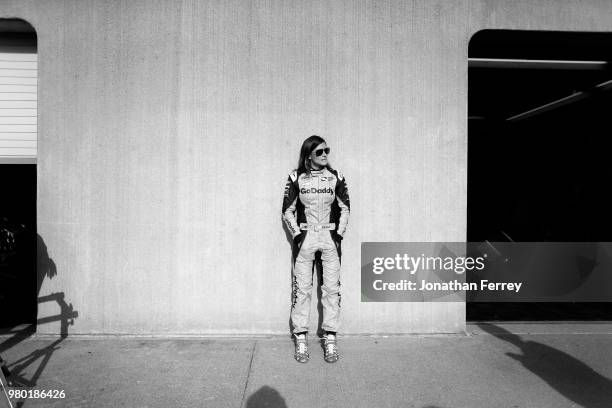 Danica Patrick does a video shoot prior to practice for the Indianapolis 500 race at the Indianapolis Motor Speedway on May 15, 2018 in Indianapolis,...