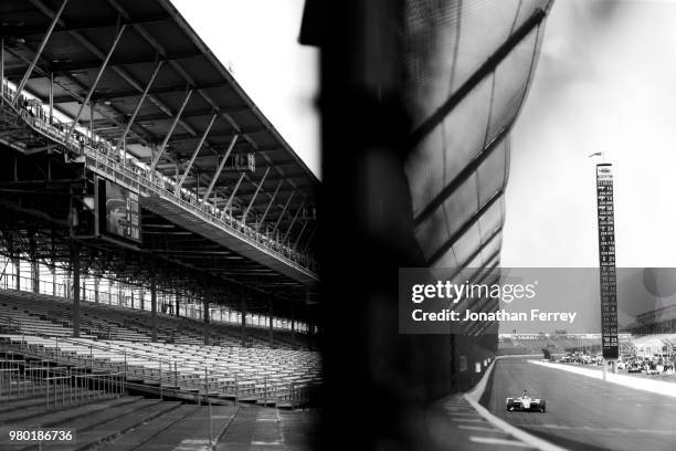 Danica Patrick practices for the Indianapolis 500 race at the Indianapolis Motor Speedway on May 17, 2018 in Indianapolis, Indiana.