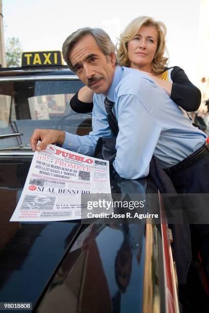 Portrait of the actor Imanol Arias and the actress Ana Duato, in the spanish famous tv serie 'Cuéntame'.