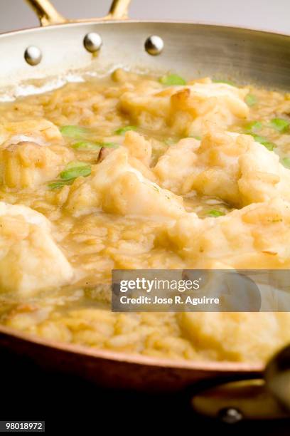 Conger eel cooked with rice.