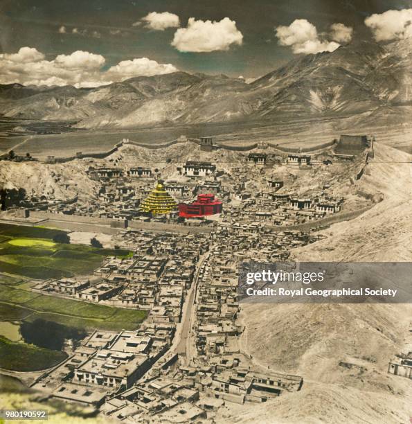 Gyantse view from the fort, Tibet , 1938.