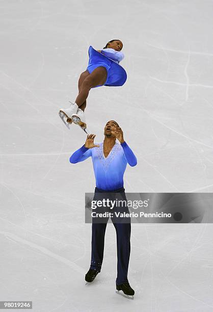 Vanessa James and Yannick Bonheur of France compete in the Pairs Free Skating during the 2010 ISU World Figure Skating Championships on March 24,...