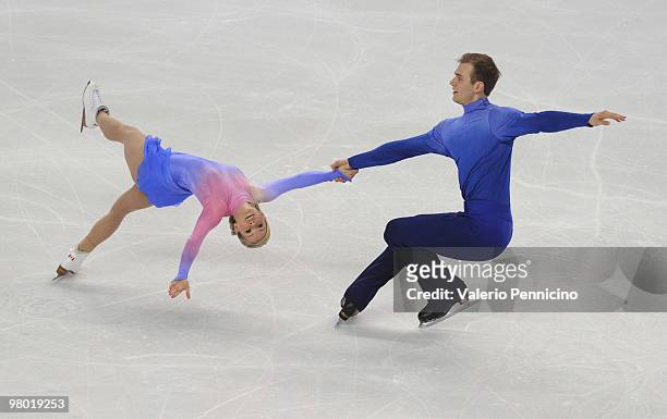 Anabelle Langlois and Cody Hay of Canada compete in the Pairs Free Skating during the 2010 ISU World Figure Skating Championships on March 24, 2010...
