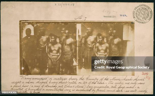 Wanyamweris or natives from the Country of the Moon, Zanzibar, Original caption reads:- 'Wanyamweris or natives from the Country of the Moon - heads...