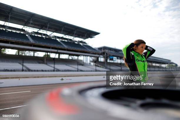 Danica Patrick practices for the Indianapolis 500 race at the Indianapolis Motor Speedway on May 15, 2018 in Indianapolis, Indiana.
