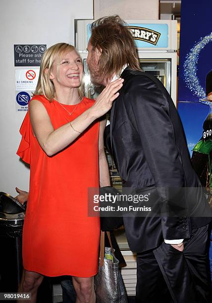 Radio DJ Jo Whiley and actor Rhys Ifans attend the world premiere of 'Nanny McPhee And The Big Bang' at Odeon West End on March 24, 2010 in London,...