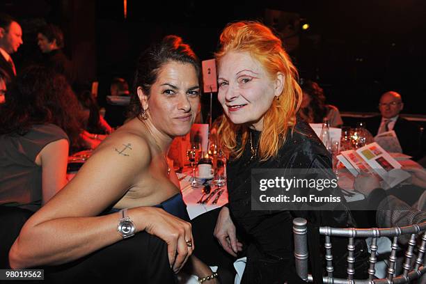 Tracey Emin and Vivienne Westwood attend the ICA fundraising gala at KOKO on March 24, 2010 in London, England.