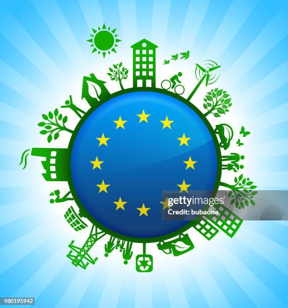 europa union zeichen auf grün umweltschutz hintergrund - europäische union stock-grafiken, -clipart, -cartoons und -symbole