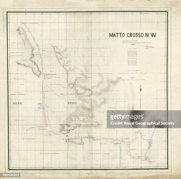 Mato Grosso Northwest, This sketch map was drawn by 'Major P.H. Fawcett F.R.G.S. Commissioner & Chief Engineer, Bolivian Boundary delimitation.' and...