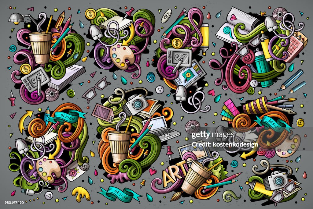 Elements Objects Vector Set Of Design Combinations Of Objects And Elements High-Res ...