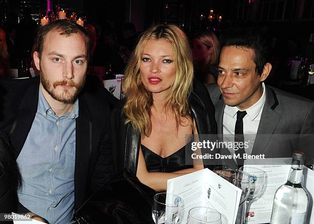 James Small, Kate Moss and Jamie Hince attend the Mummy Rocks party in aid of the Great Ormond Street Hospital Children's Charity, at the Bloomsbury...