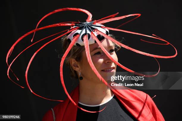 Racegoer Katrin Fahrenbruck attends Royal Ascot Day 3 at Ascot Racecourse on June 21, 2018 in Ascot, United Kingdom. Royal Ascot is Britain's most...