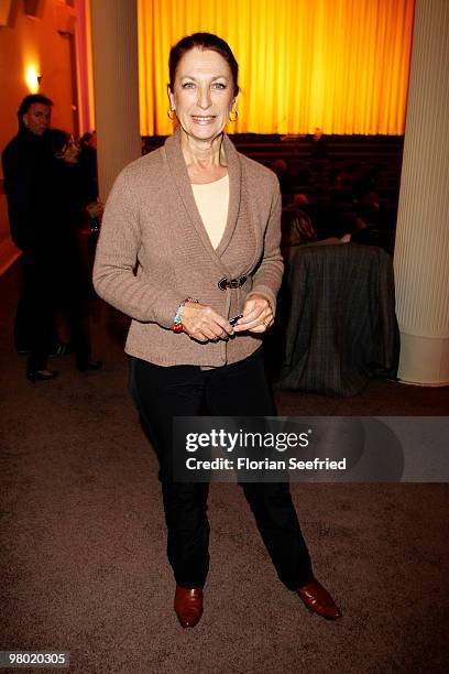 Actress Daniela Ziegler attends the premiere of 'Haltet Die Welt an' at cinema Astor Film Lounge on March 24, 2010 in Berlin, Germany.