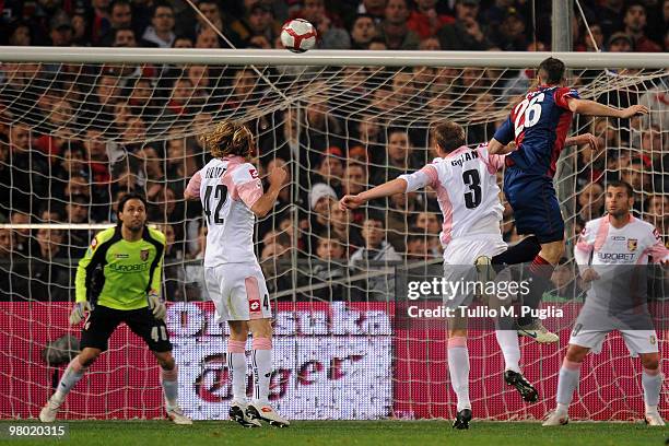Salvatore Bocchetti of Genoa scores his goal during the Serie A match between Genoa CFC and US Citta di Palermo at Stadio Luigi Ferraris on March 24,...