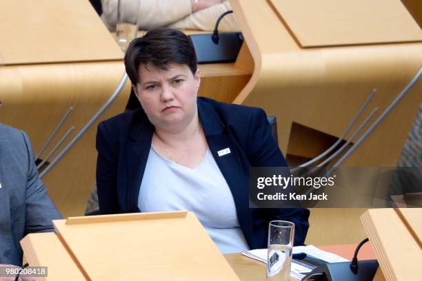 Scottish Conservative leader Ruth Davidson during First Minister's Questions in the Scottish Parliament, on June 21, 2018 in Edinburgh, Scotland.