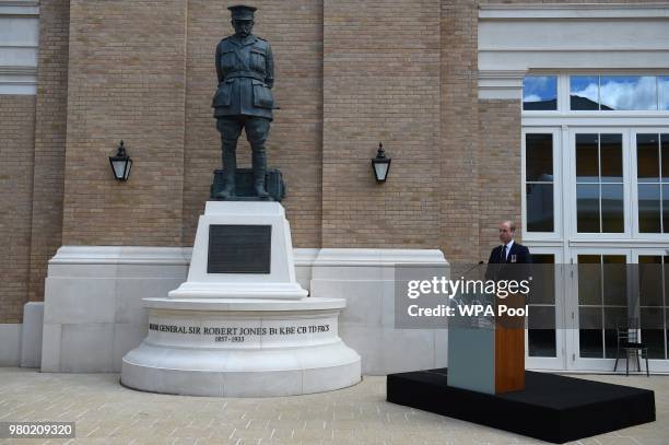 Prince William, Duke of Cambridge speaks during the official handover to the nation of the newly built Defence and National Rehabilitation Centre at...