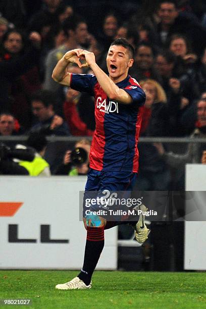 Salvatore Bocchetti of Genoa celebrates his goal during the Serie A match between Genoa CFC and US Citta di Palermo at Stadio Luigi Ferraris on March...