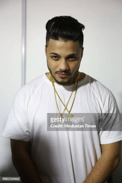 Indian rapper and singer Raftaar poses during the Hindustan Times Palate Fest 2017 at Nehru Park on November 19, 2017 in New Delhi, India.