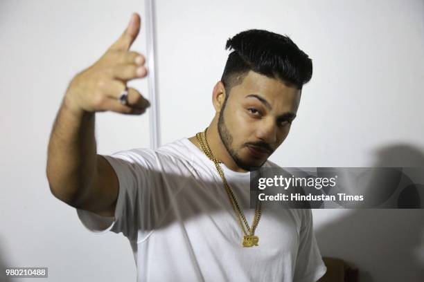 Indian rapper and singer Raftaar poses during the Hindustan Times Palate Fest 2017 at Nehru Park on November 19, 2017 in New Delhi, India.