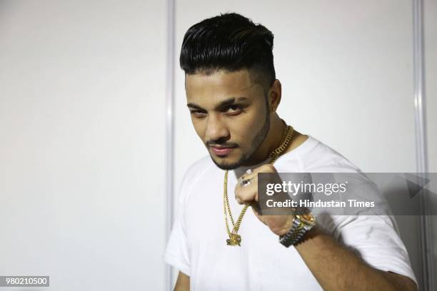 Indian rapper and singer Raftaar poses during the Hindustan Times Palate Fest 2017 at Nehru Park on November 19, 2017 in New Delhi, India.