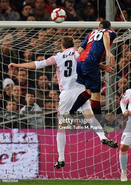 Salvatore Bocchetti of Genoa scores his goal during the Serie A match between Genoa CFC and US Citta di Palermo at Stadio Luigi Ferraris on March 24,...