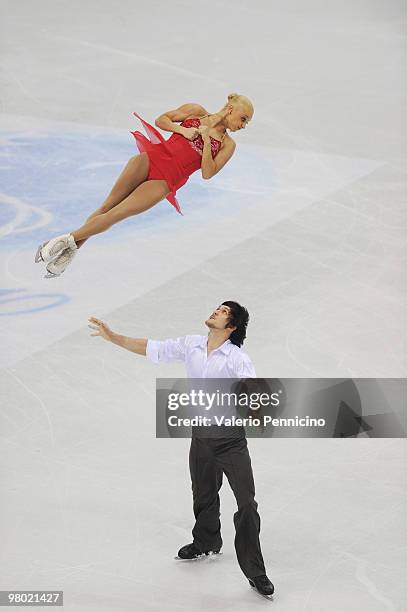 Maria Mukhortova and Maxim Trankov of Russia compete during the Pairs Free Skating at the 2010 ISU World Figure Skating Championships on March 24,...