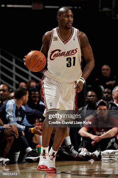 Jawad Williams of the Cleveland Cavaliers drives the ball up court during the game against the Memphis Grizzlies on February 2, 2010 at Quicken Loans...