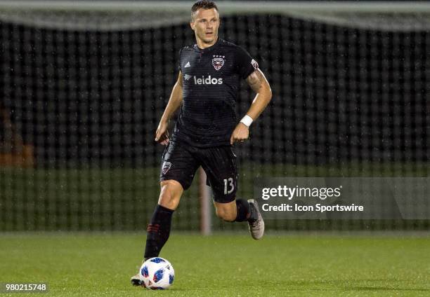 United defender Frederic Brillant starts an attack during a USOC round of sixteen match between D.C United and Orlando City SC on June 20 at Maryland...