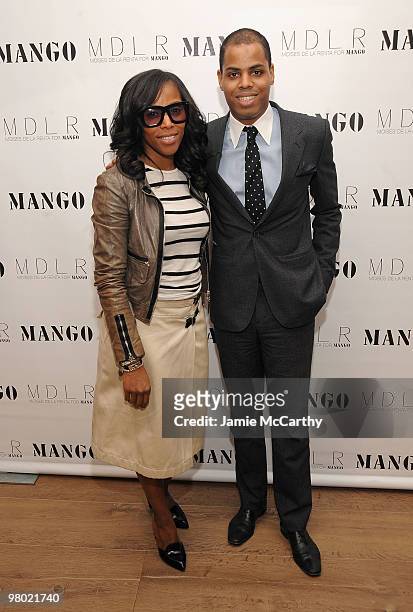 June Ambrose and Designer Moises de la Renta attend the MANGO Collection launch event at Crosby Street Hotel on March 24, 2010 in New York City.