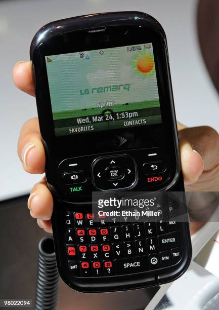 The LG Remarq eco-friendly smartphone is displayed at the International CTIA Wireless 2010 convention at the Las Vegas Convention Center March 24,...