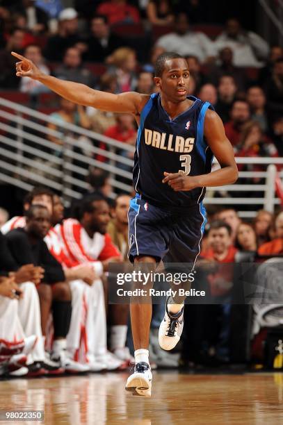 Rodrique Beaubois of the Dallas Mavericks runs up the court during the game against the Chicago Bulls on March 6, 2010 in Chicago, Illinois. The...