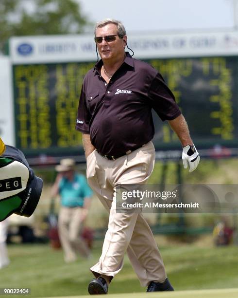 Fuzzy Zoeller competes in the first round of the Liberty Mutual Legends of Golf tournament, Friday, April 23, 2004 in Savannah, Georgia.