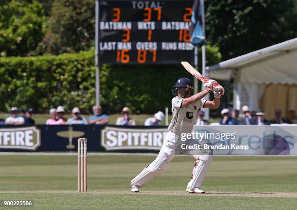 Heino Kuhn of Kent in action on day two of the Specsavers County Championship: Division Two match between Kent and Warwickshire at The Nevill Ground...