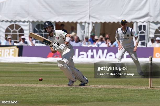 Sean Dickson of Kent in action on day two of the Specsavers County Championship: Division Two match between Kent and Warwickshire at The Nevill...