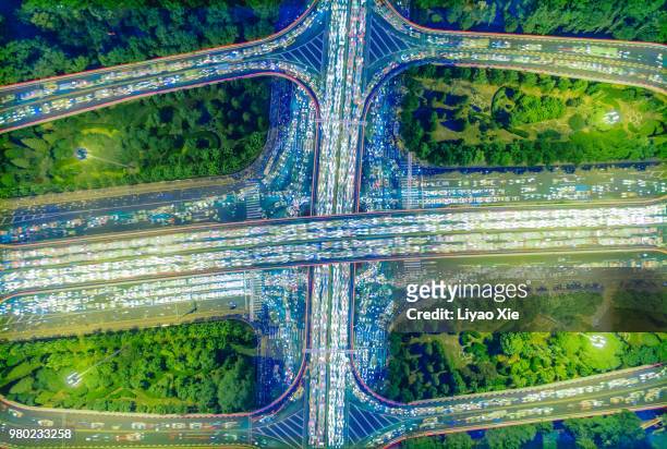 aerial view of overpass (stacking 150 photos overlay) - xie liyao stock pictures, royalty-free photos & images