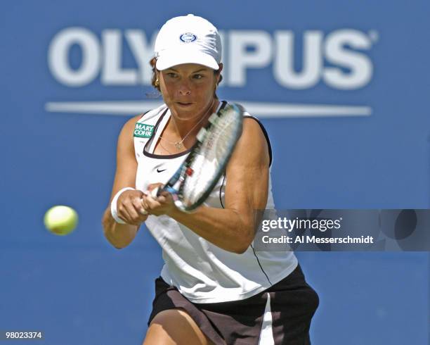Maria Vento-Kabchi loses to second seed Amelie Mauresmo in the third round of the women's singles September 3, 2004 at the 2004 US Open in New York.