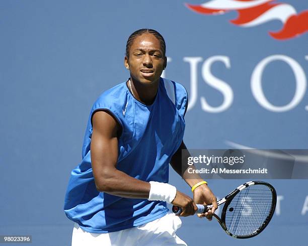 Tenth-seeded Scoville Jenkins competes in the boy's singles September 10, 2004 at the U.S. Open in New York.