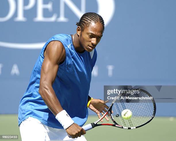 Tenth-seeded Scoville Jenkins competes in the boy's singles September 10, 2004 at the U.S. Open in New York.