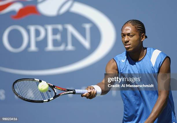 Tenth-seeded Scoville Jenkins competes in the boy's singles September 10, 2004 at the U.S. Open in New York.