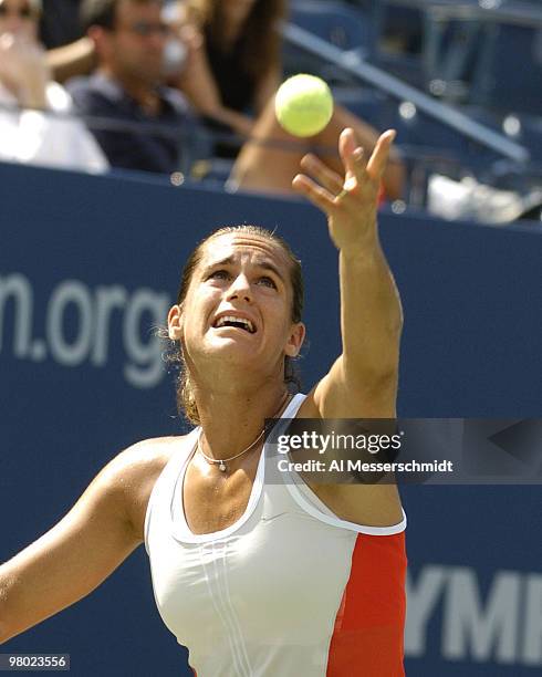 Amelie Mauresmo defeats Maria Vento-Kabchi in the third round of the women's singles September 3, 2004 at the 2004 US Open in New York.